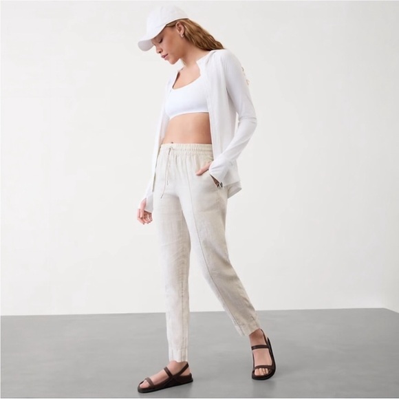 Athleta Pants - Athleta RETREAT LINEN HIGH‎ RISE ANKLE PANT NWT Small